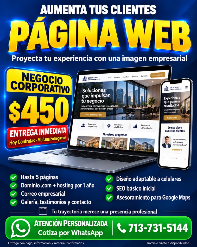 Página Web Negocio Corporativo ZocWeb $450